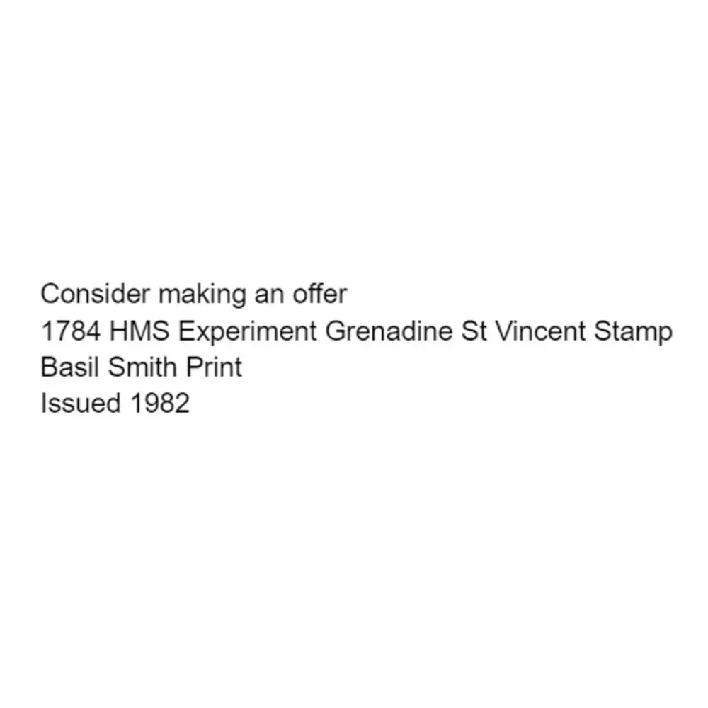 Vtg 1784 HMS Experiment Grenadine St Vincent Stamp Basil Smith Print Issued 1982